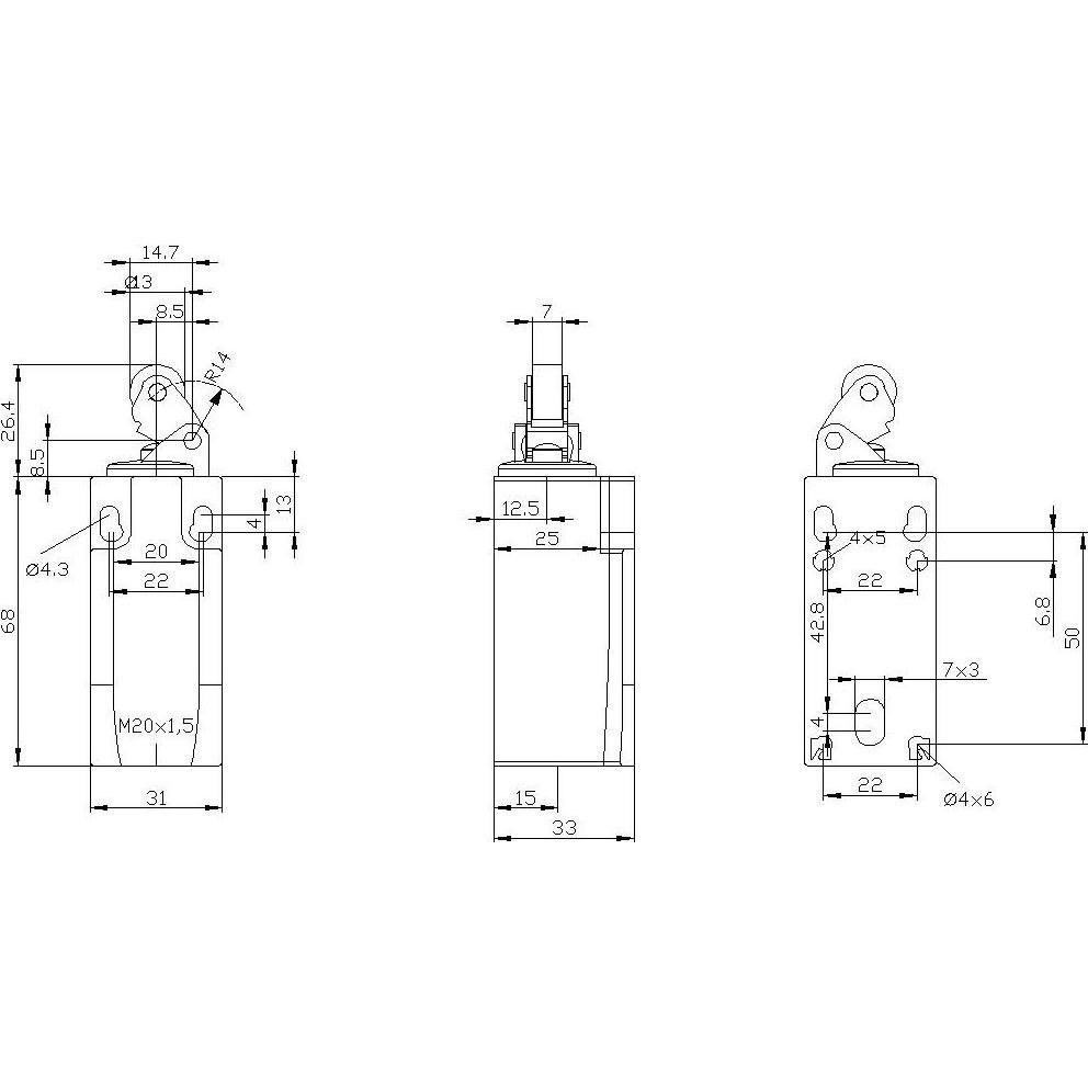 Thumbnail - Siemens, Systemstromversorgung, Positionsschalter 31mm Rollenhebel