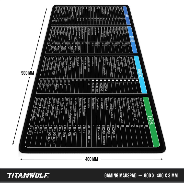 Actual product image Titanwolf Gaming Mauspad, 900 x 400mm XXL Speed Gaming Mausmatte, Mousepad Extragrosse Fläche, MS Function (XXL)