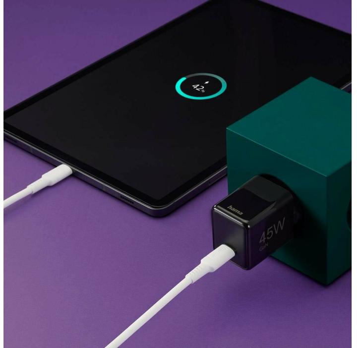 Image du produit Hama Chargeur rapide, USB-C, PD/QC/GaN, super-mini-chargeur, 45 W, noir (45 W, 1 portion)