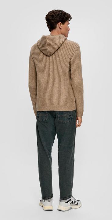 Produktbild s.Oliver Strickpullover Strick-Hoodie mit Rippstruktur (L)