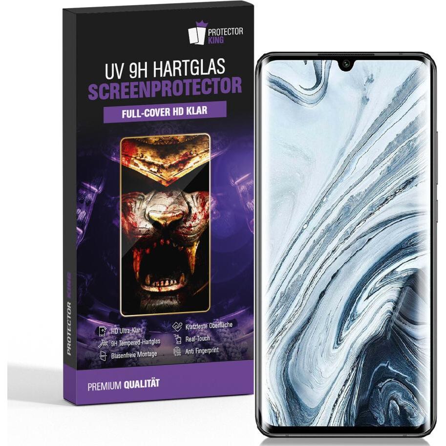 Protectorking 4x tempered 9H Panzerglas HD KLAR UV-Liquid (4 Stück, Xiaomi Mi Note 10 Pro), Smartphone Schutzfolie