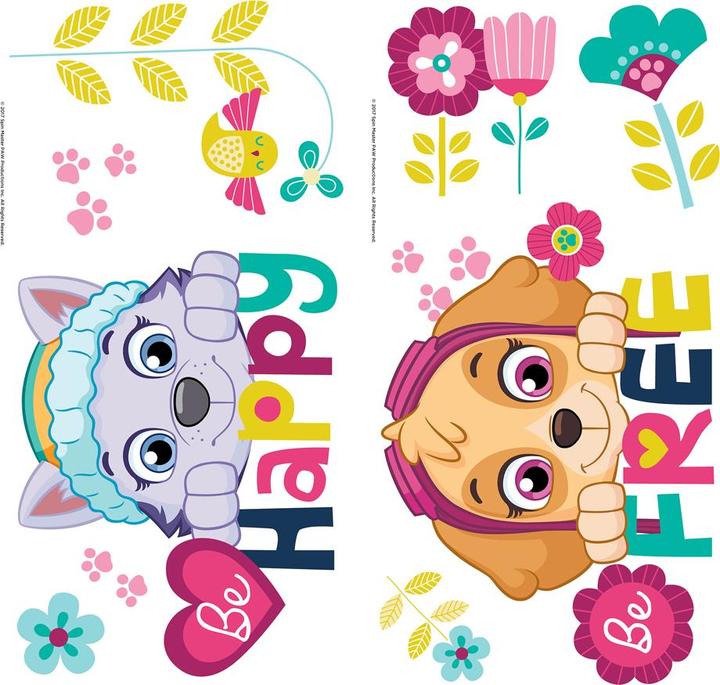 Actual product image Roommates Paw Patrol Skye And Everest Be Happy Quote Peel And Stick Wall Decals