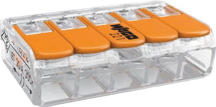 Productafbeelding Wago aansluitklem, 5x 0,14 - 4mm², transparant, 8 st.