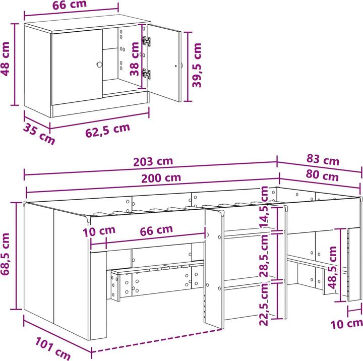 Produktbild vidaXL Loft Bett (80 x 200 cm)