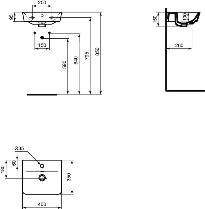 Produktbild Ideal Standard Handwaschbecken Connect Air 40 cm E030701 (350 mm, 400 mm)