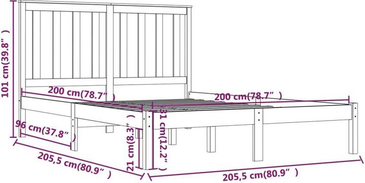 Produktbild vidaXL Bettrahmen (200 x 200 cm)
