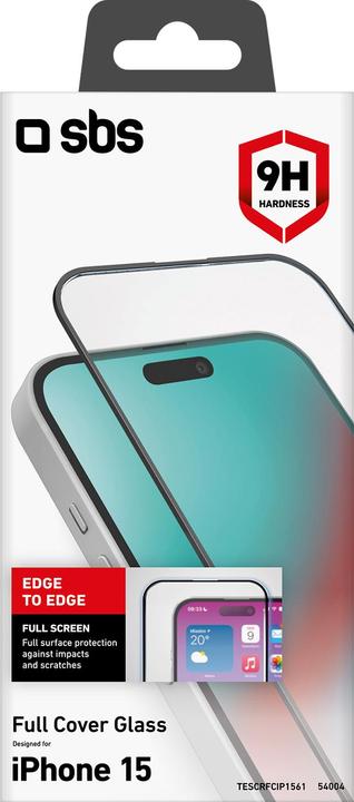 Produktbild SBS Glas SP Full Cover iPhone 15 (1 Stück, Apple iPhone 15)