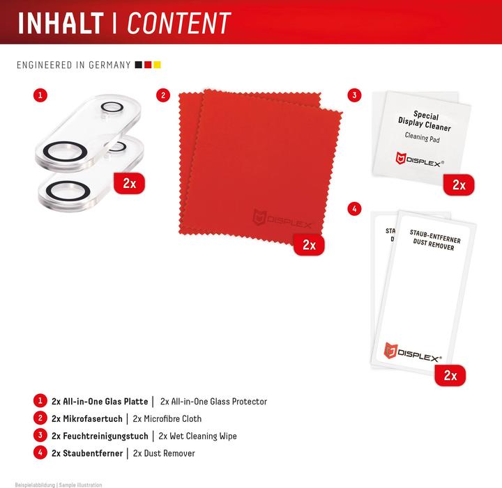 Produktbild Displex Full Cover Camera Lens Glass, Kamera Schutzglas, Platte, Doppelpack (2 Stück, Apple iPhone Air)