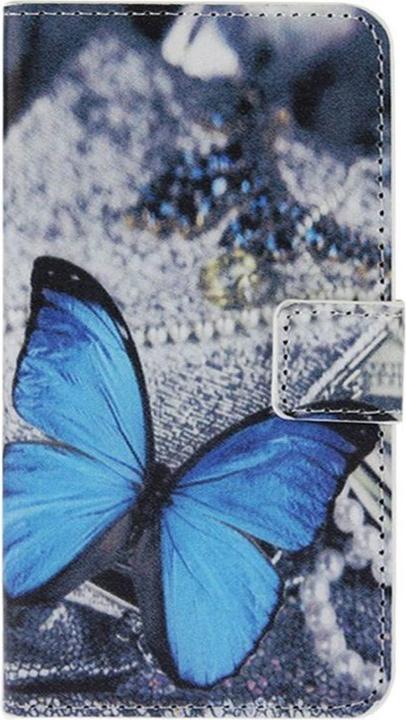 Produktbild König Design Schutzhülle Handytasche (Flip Quer) für Handy LG L Fino D290N D295 Blauer Schmetterling (LG L FIno)