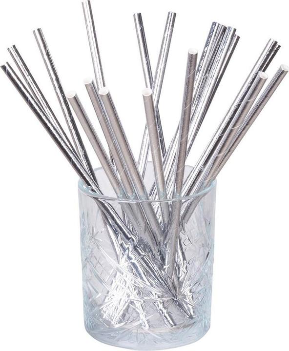 Boland Trinkhalme Papier in Silber 20cm 20 Stück (20x)