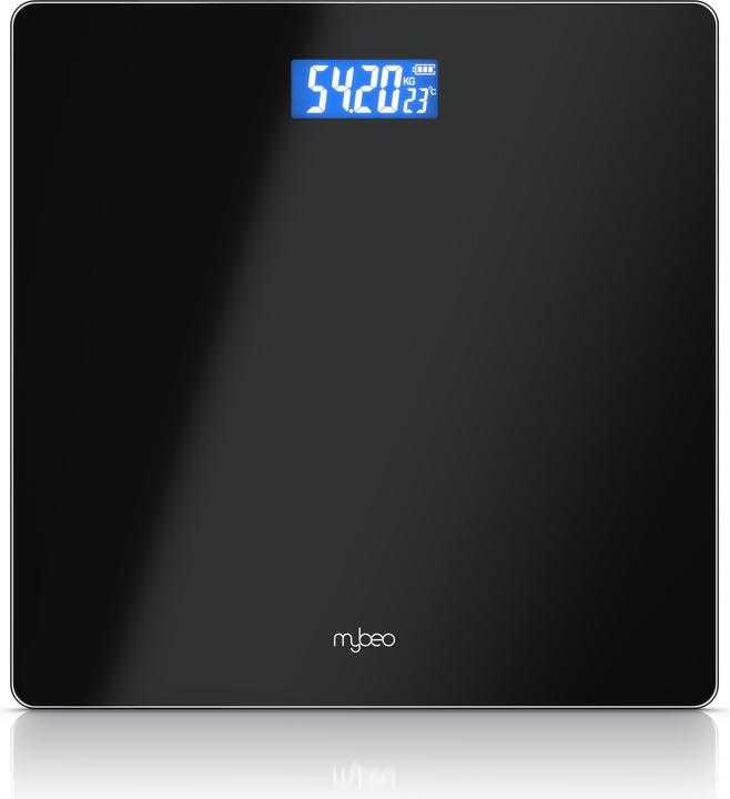 Mybeo Personenwaage digital, Trittfläche aus 6mm Sicherheitsglas, schmales Design, max.180 kg Belastung (180 kg)