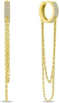 Produktbild Brilio Long Gold-Plated Hoop Earrings with Zircons EA1000Y