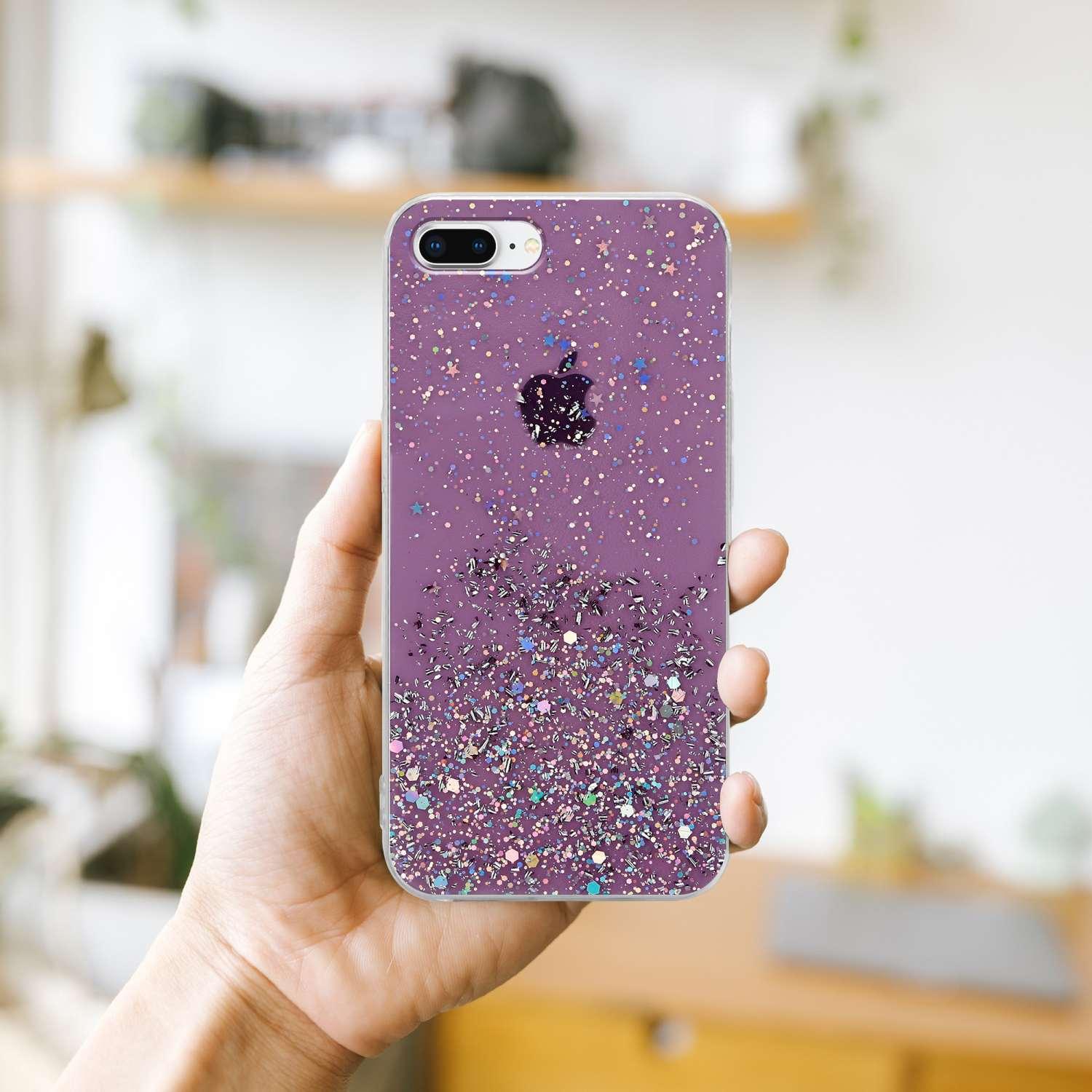 Thumbnail - Cadorabo TPU Cover funkelnder Glitter (Apple iPhone 7 Plus), Smartphone Hülle, Violett