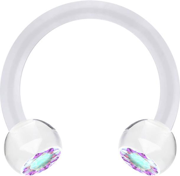 Produktbild Star Piercing Micro Circular Barbell transparent mit zwei Kugeln Kristall multicolor (Kunststoff, ohne Messing)