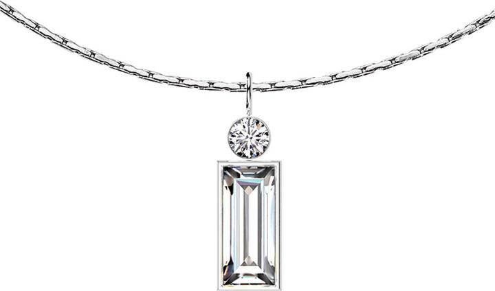 Actual product image Star Piercing Kette silber Anhänger runder und grosser Baguette Kristall silber (without brass, Surgical steel 316L)