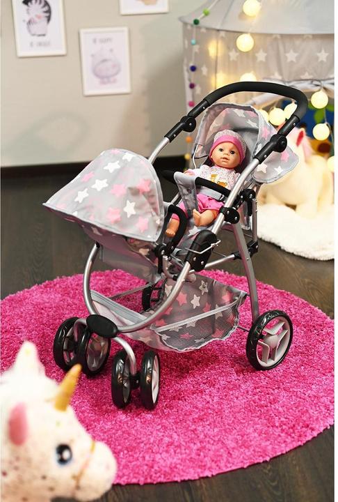 Image du produit Knorrtoys Zwillingspuppenwagen Milo - "star grey pink"