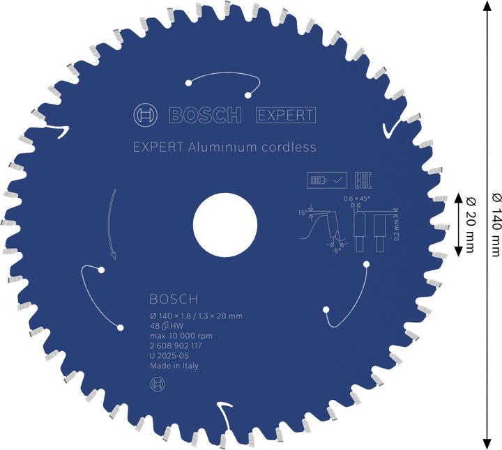 Actual product image Bosch Professional Zubehör EXPERT Aluminium Kreissägeblatt, 140x20 mm, T48