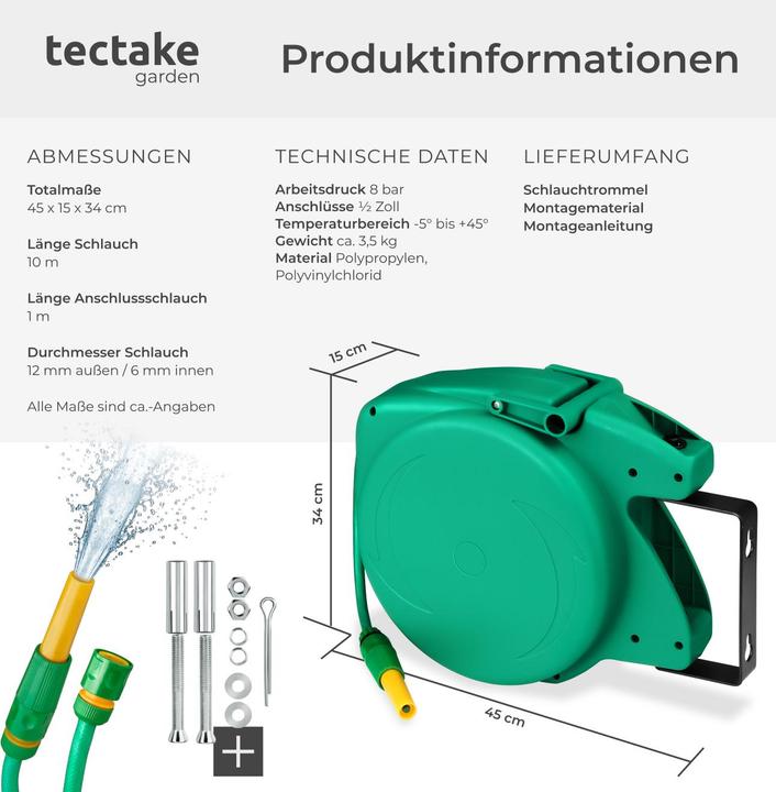 Produktbild tectake Schlauchaufroller (10 m)