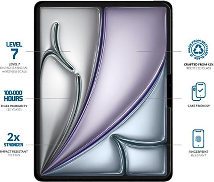 Actual product image Eiger Mountain Glass Clear Tablet (1 pcs., Apple iPad Air 13 2024, Apple iPad Air 13 2025)