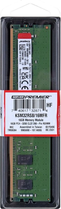 Actual product image Kingston 3200MT/s DDR4 ECC Reg CL22 DIMM1Rx8 (1 x 16GB, 3200 MHz, DDR4-RAM, DIMM)