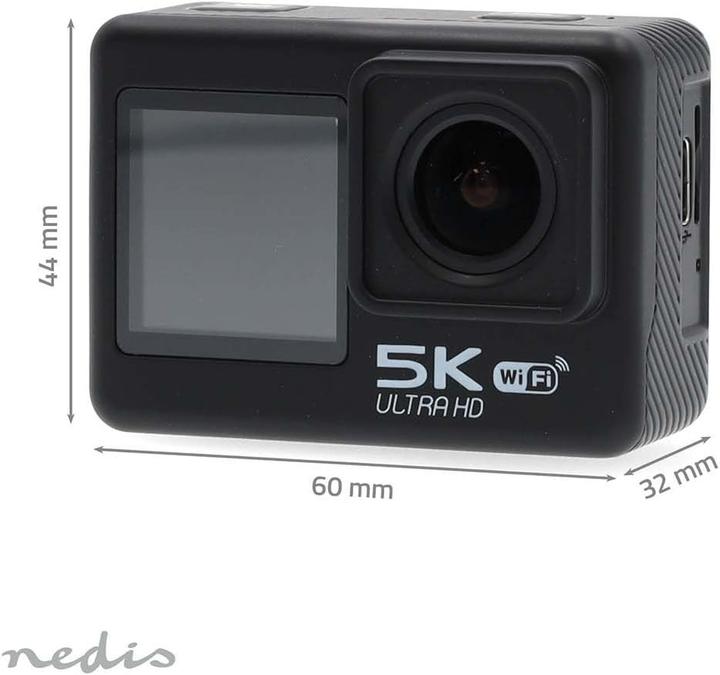 Produktbild Nedis Action Cam | Dualer Bildschirm | 5K@30fps | 16 MPixel | Wasserdicht bis: 30.00 m | 80 min | Wi (30p)