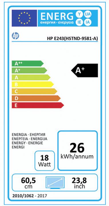 Label énergétique HP EliteDisplay E243 (1920 x 1080 pixels, 23.80")