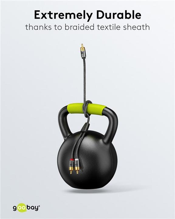 Productafbeelding Goobay Cinch Y-kabel, 10 m, Sharkskin grijs (10 m, RCA)