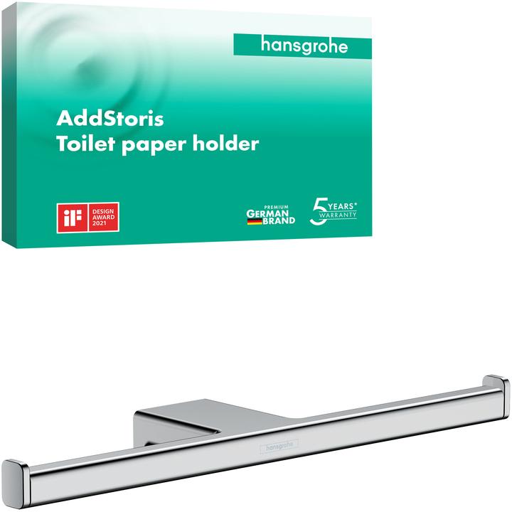 Actual product image hansgrohe AddStoris double paper roll holder, without lid, chrome