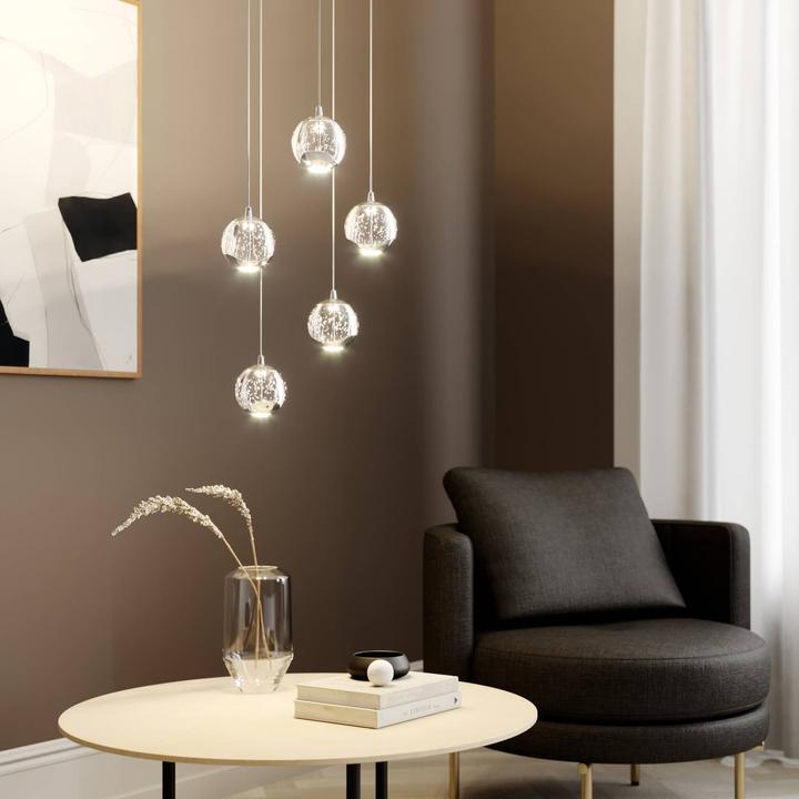 Actual product image Lucande Hayley 5 pendant light Clear/Chrome (2066 lm)