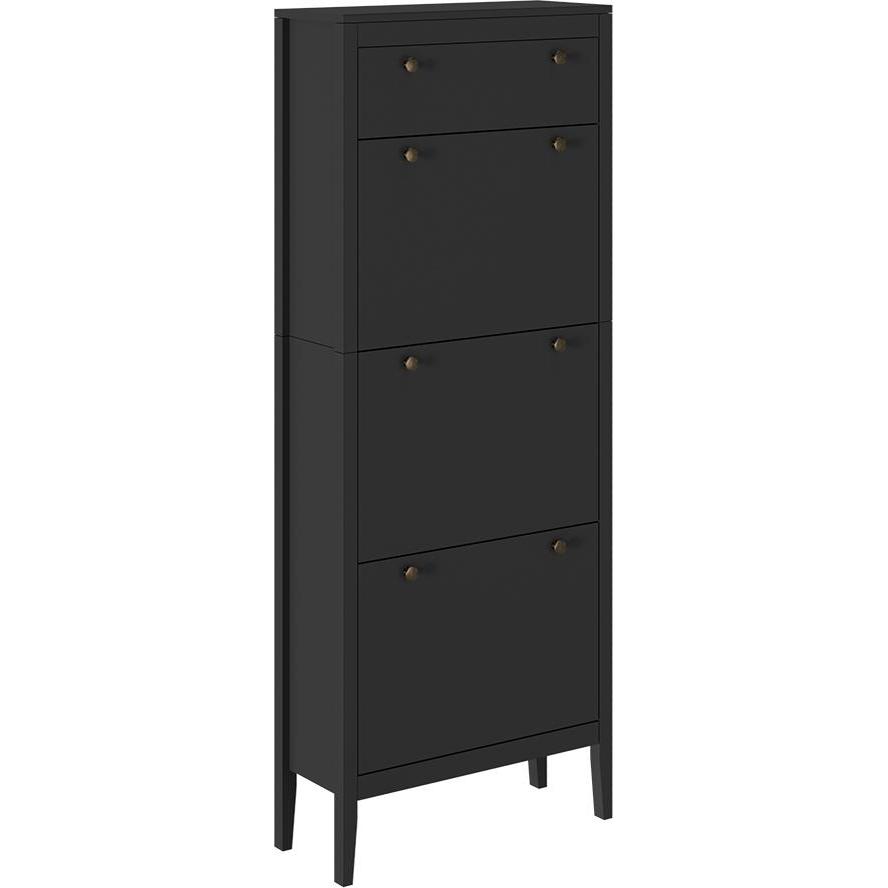 Vichy, Schuhschrank, Schuhschrank Aron, Schwarz, 60 x 153 cm,3 Fächer