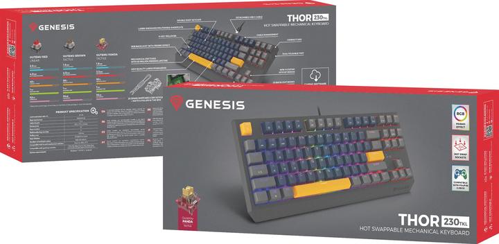Actual product image Genesis Klawiatura Thor 230 TKL Outemu Panda (NKG-2163) (US, Wireless, Cable)