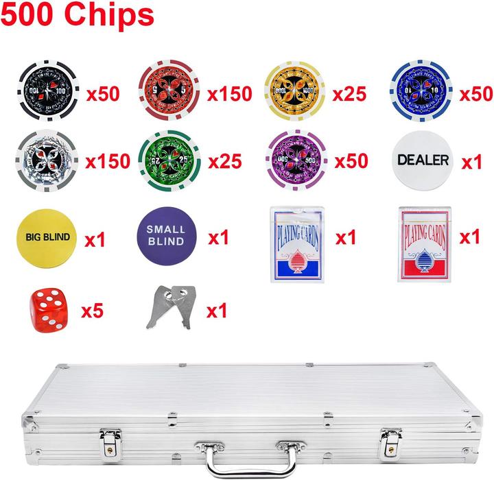 Immagine prodotto Uisebrt Pokerkoffer Set mit 500 Chips