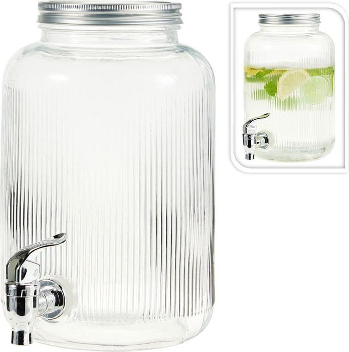 Actual product image Lumarko Getränkespender aus Glas mit Deckel, 4l, zylinderförmig