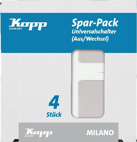 Produktbild Kopp Profi-Pack 4 Universalschalter MILANO weiss weiss Schalter Wandschalter NEU