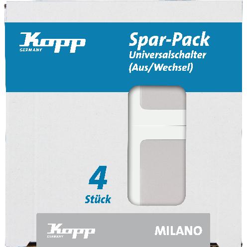 Kopp, Lichtschalter + Storenschalter, Profi-Pack 4 Universalschalter MILANO weiss weiss Schalter Wandschalter NEU