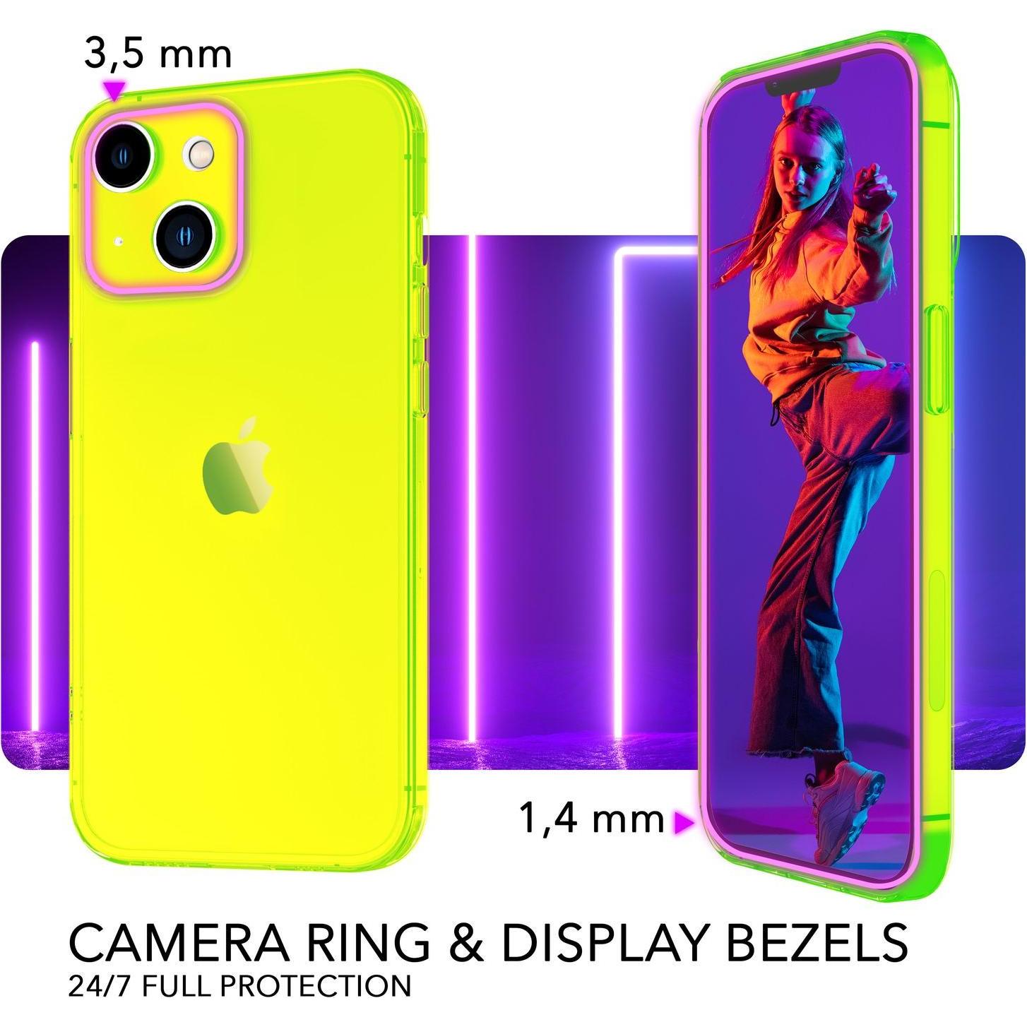 Thumbnail - Nalia Klar Transparente Neon Silikon Hülle (Apple iPhone 14), Smartphone Hülle, Gelb