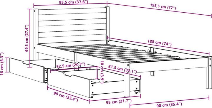 Image du produit vidaXL Bettrahmen (90 x 190 cm)