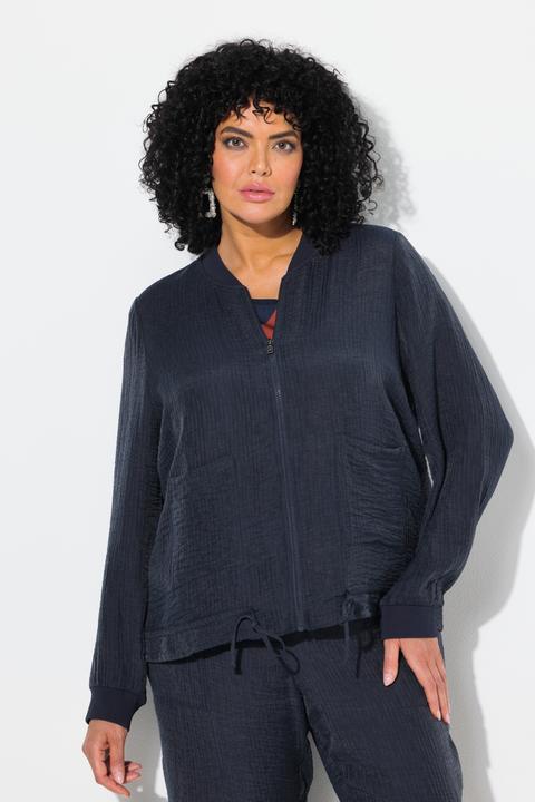 Actual product image Ulla Popken Textured College Collar Blouson (50, 52)