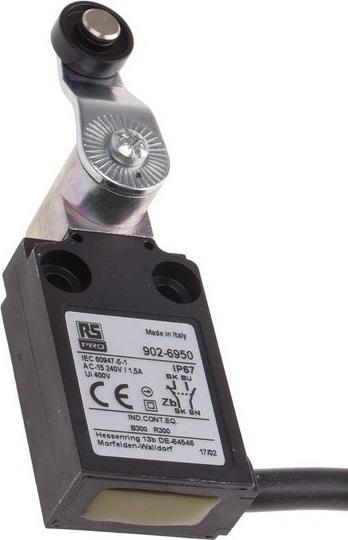 Produktbild RS PRO LS IP67 14 nyl. roller lever 1NO+1NC 1m