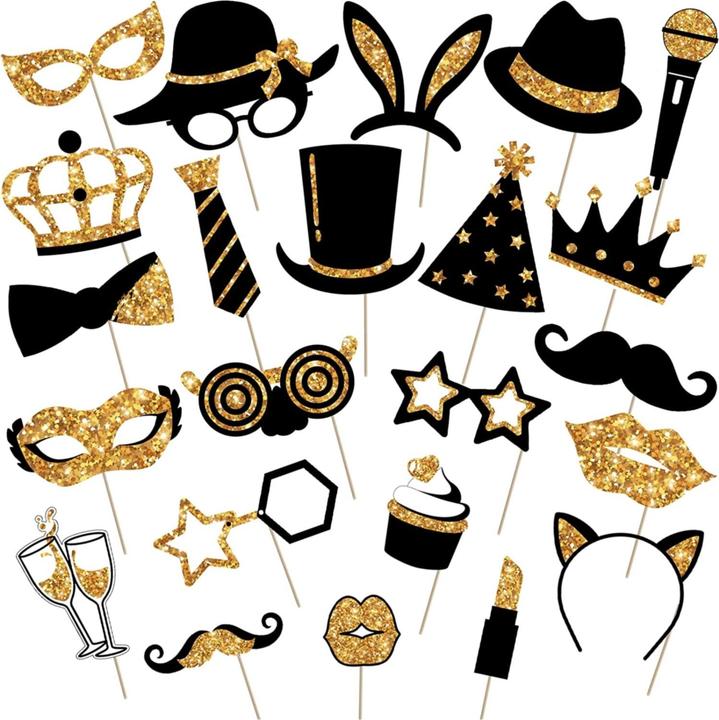 Produktbild I Am Creative Photobooth Foto-Accessoires 25er Set Party Deko für Geburtstag, Hochzeit, Silvester