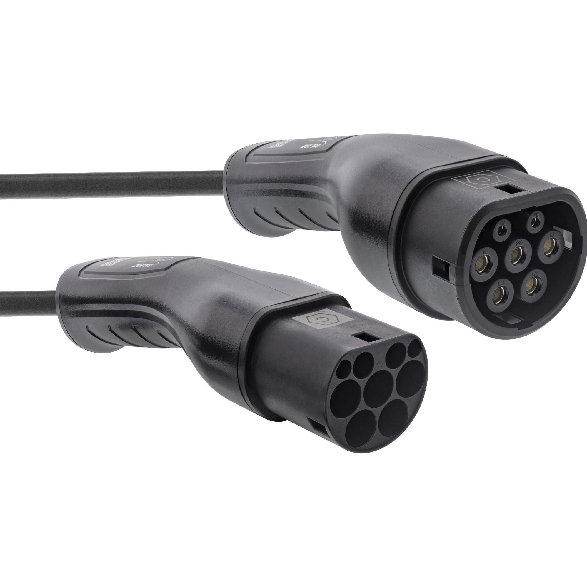 Thumbnail - InLine, Elektroauto Ladekabel, EV Spiral-Autoladekabel (Typ 2, 22 kW, 32 A, 7.50 m)