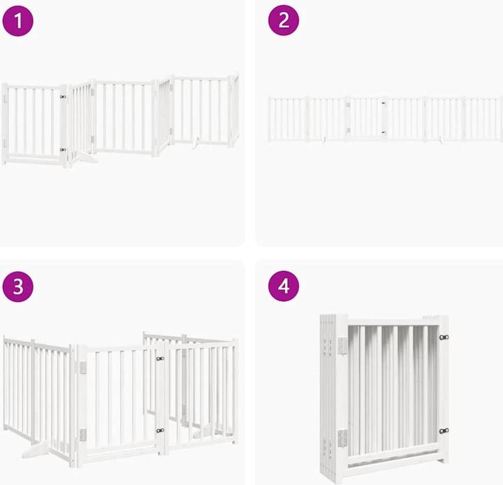 Produktbild vidaXL Hundetor mit Tür Faltbar Hundegitter Schutzgitter Weiss 6-tlg. Massivholz (50 cm)