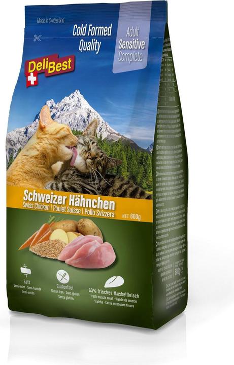 DeliBest Halbfeuchtfutter Premium Complete Sensitive Cat, Huhn, 600 g (Adult, 1 Stk., 600 g)