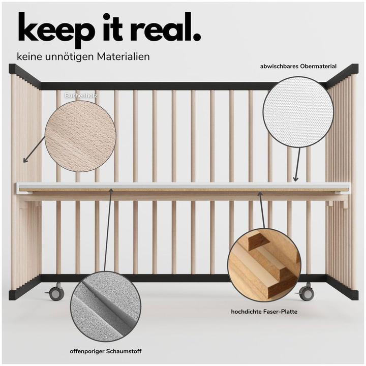 Image du produit Sämann Parc Premium avec barreaux amovibles (120 cm, 120 cm, Hêtre)