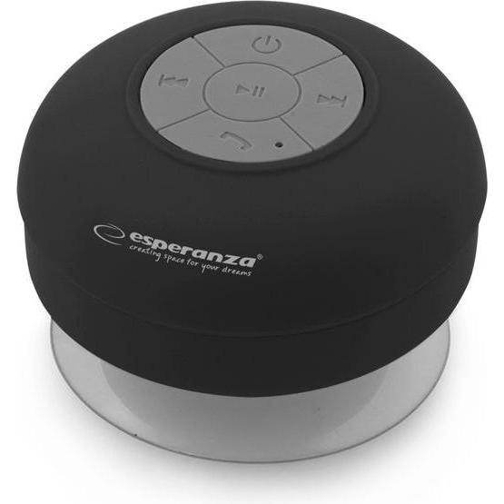 Esperanza EP124K SPRINKLE - Wasserdichter Bluetooth-Lautsprecher (Batteriebetrieb), Bluetooth Lautsprecher, Schwarz