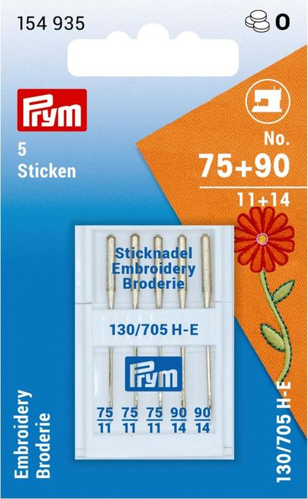 Prym Nähmaschinennadel Sticken NM75 + 90, SB5