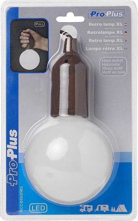 Produktbild ProPlus Retrolampe XL Holzmotiv mit Kordel (50 lm)