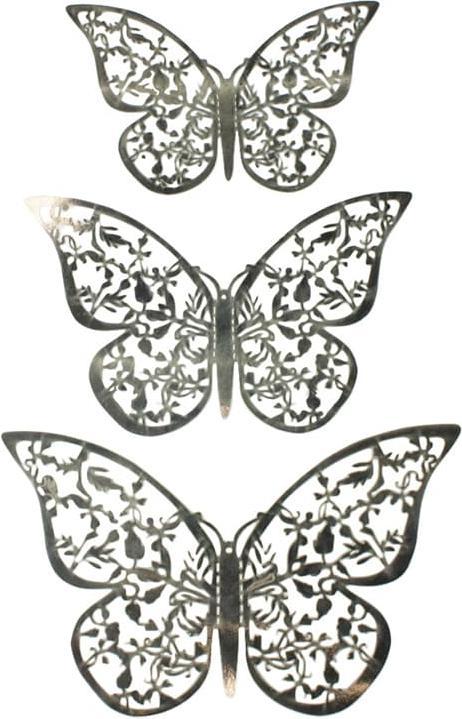 Image du produit JTI 12 pièces de papillons 3D en métal, décoration murale - feuille d'argent