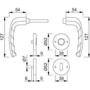 Thumbnail - Hoppe, Türgriff + Fenstergriff, Rosettengarnitur New York 1810/42KV/42KVS Aluminium F1 rund PZ DIN links / rechts D/D (T...