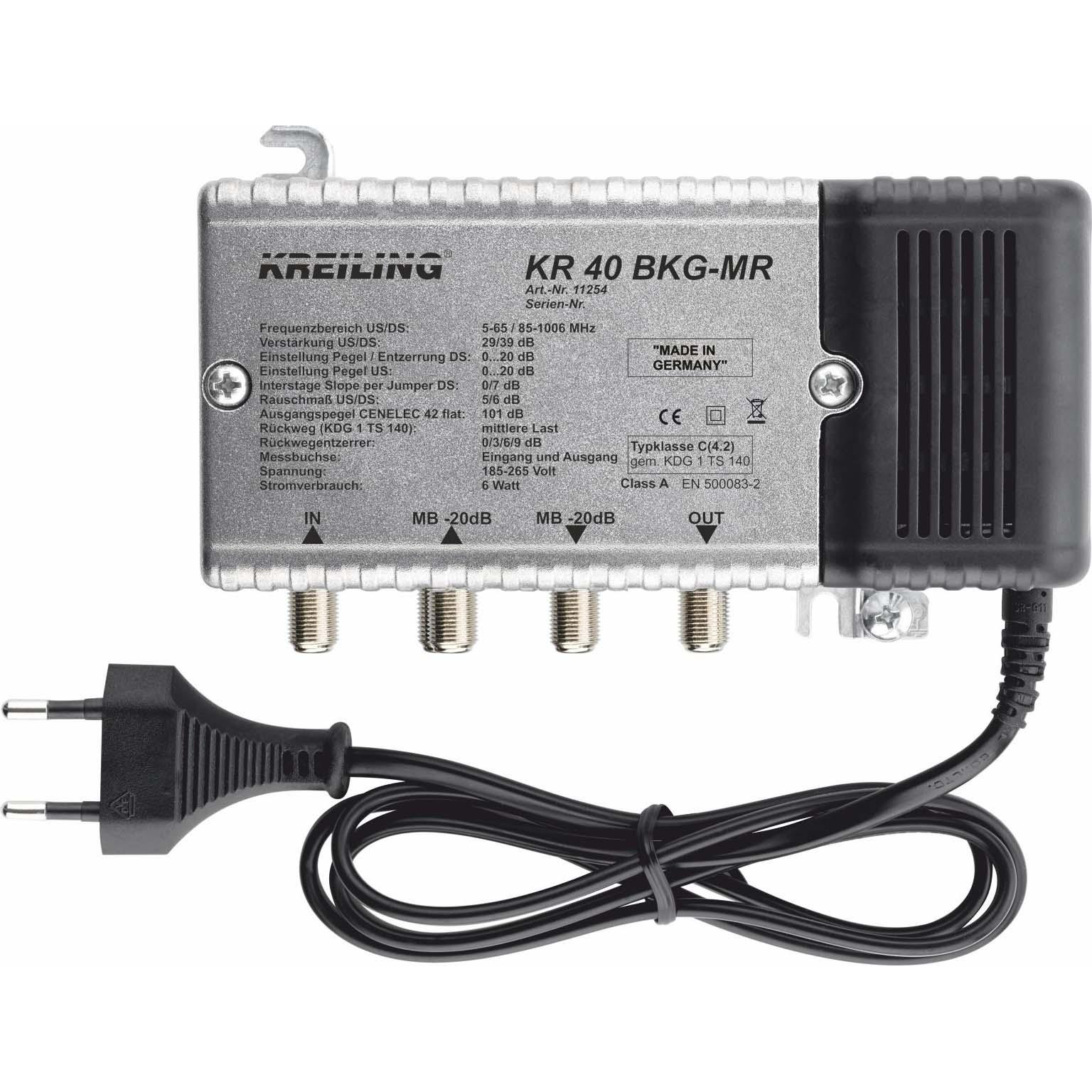 Kreiling, Gehörschutz, BK-Verstärker 39dB 29dB Rückweg 0-65MHz KR 40 BKG-MR (1 x)
